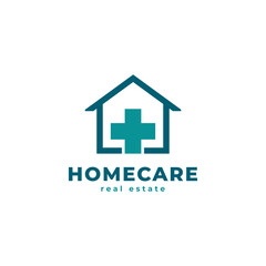 Hospital Logo. House with Cross Plus Sign Combination for Healthcare and Medical Logos