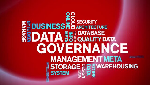 4k Data Governance Animated Tag Word Cloud;Text Design big data Animation typography seamless loop.
