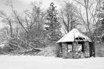 barn in winter