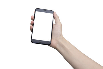hand with smart phone touch on screen by finger