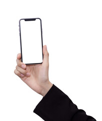 hand with smart phone touch on screen by finger