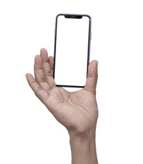 hand with smart phone touch on screen by finger