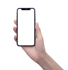 hand with smart phone touch on screen by finger