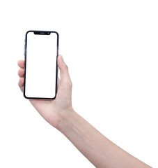 hand with smart phone touch on screen by finger