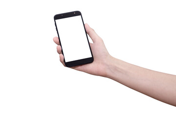 hand with smart phone touch on screen by finger