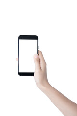 hand with smart phone touch on screen by finger