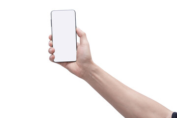 hand with smart phone touch on screen by finger