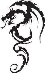 Hand drawn of Tribal Tattoo Dragon , vector illustration