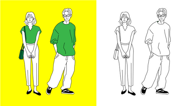 現代的な人物像/20代の若者/女性と男性/ファッション/流行/スタイル