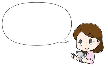 スマートフォンを使う大人の女性・フキダシ付き