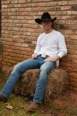 Happy cowboy in a western hat