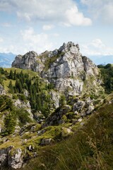 Fototapeta na wymiar Kesselwand, 1721m, Mangfall Mountains, Chiemgau Alps, Bavarian Alps, Upper Bavaria, Bavaria, Germany, Europe