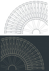 Vertical сonveyor drawings close up