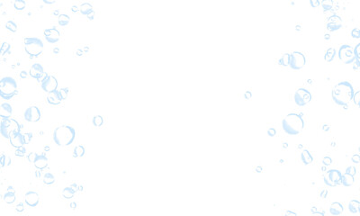 white background with blue water bubbles