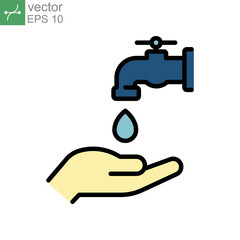 Ablution or washing hand icon. islamic wudu of religion collection. arabic prayer, Filled style pictogram for ramadan, fasting, iftar. Vector illustration. design on white background. EPS 10