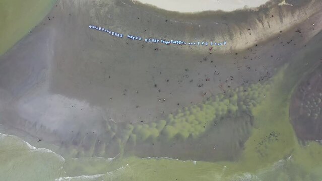 Aerial view of the beach along the coast in Cox’s Bazar, Bangladesh.