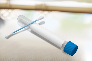 Tube for test detection of Virus Covid-19 Omicron BA.5 Variant on the desk.