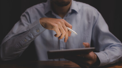 business approve and certificate concept, confirmation of business marketing document permit and certified stamping, signing on business partner paper to success, or concept of attorney and insurance