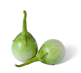 Green eggplant isolated on a white background and Clipping Path.