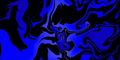 Dark blue and black wavy background, blue abstract liquify background.