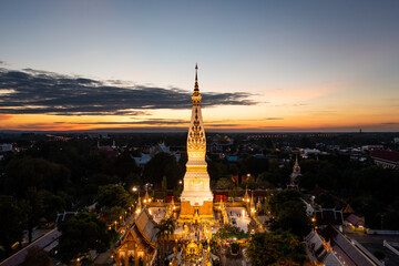 Fototapeta na wymiar Phra That Phanom, a respectful of Nakhon Phanom People to Gold pagoda, settle in the center of the temple.