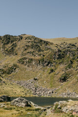 Lake at the Ordino Arcalis by Grandvalira Pyrenees resort in the summer of 2022