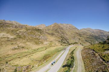 Panorama in summer of the Ordino Arcalis station in the Pyrenees of Andorra