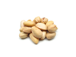 Pistachio nuts isolated on white background, selective focus