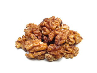 Walnuts isolated on white background, selective focus