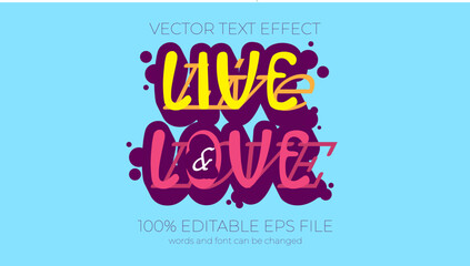 live and love text effect style, EPS editable text effect