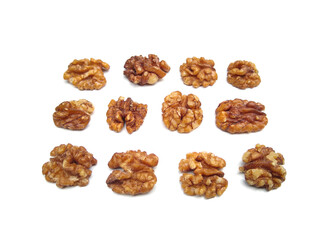 Walnuts isolated on white background, selective focus