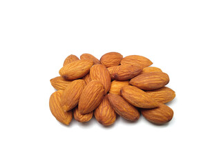 Almond nuts isolated on white background, selective focus