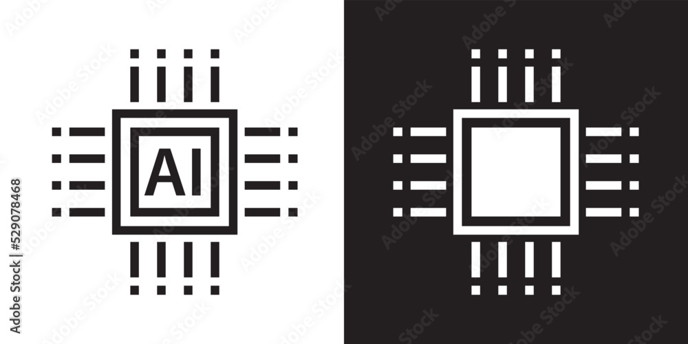 Poster Ai circuit chip icon design vector. Artificial intelligence symbol illustration.	