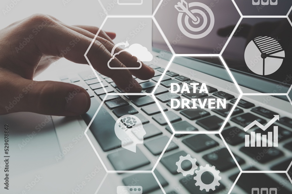 Aufkleber data driven marketing concept. data collection icons with big data analytic. marketing technology.