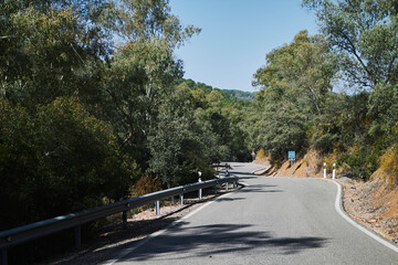 view of the route and winding road in adalucia spain