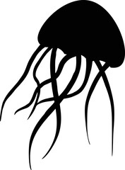 Jellyfish icon on white background. Jellyfish silhouette. flat style.