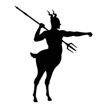 recommend clip art: Devil with trident silhouette vector on white background, Satan, ghost or devil in Halloween day.