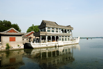 Fototapeta na wymiar Stone ship at Summer Palace, Beijing, China