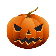 Halloween pumpkin with happy scary Jack o lantern face on transparent background