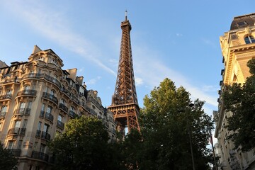 The Eiffel tower at sunset