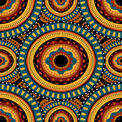 Ethnic African seamless pattern. Fashion fabric print design. African or Brazilian ethnic tribal hand drawn swatch. Chick doodle patchwork. Seamless pattern with hipster motifs style.