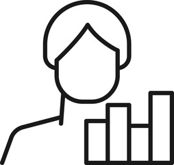 Hobby, business, profession of man. Modern vector outline symbol in flat style with black thin line. Monochrome icon of progress bar by anonymous male