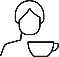 Hobby, business, profession of man. Modern vector outline symbol in flat style with black thin line. Monochrome icon of cup by anonymous male