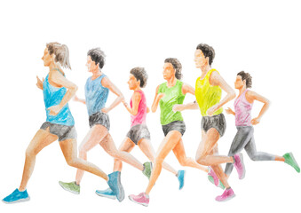 女性ランナー　手描き水彩