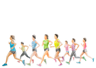 女性ランナー　手描き水彩