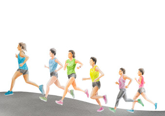 女性ランナー　手描き水彩