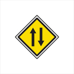 Two way Traffic vector icon,Two way traffic sign,