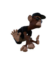 Monkey character. Toon Monkey poses for your composition. 3D rendering - illustration PNG.
