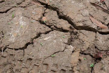cracks on the ground due to drought