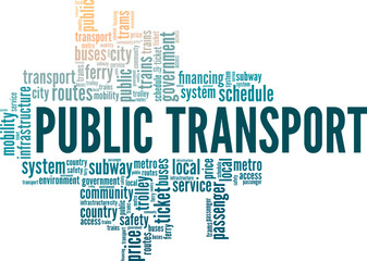 Public Transport word cloud conceptual design isolated on white background.